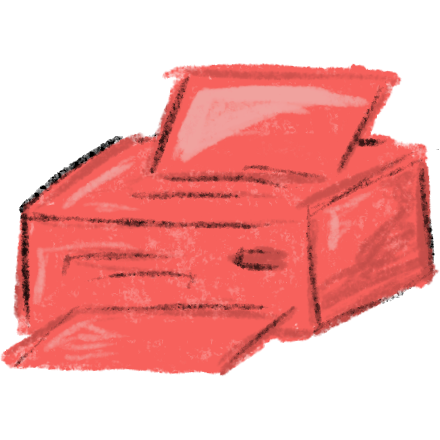 simplistic printer in shades of red